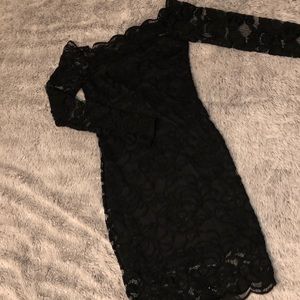 Black lace off shoulder dress